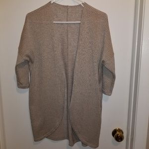 Tan 3/4 Sleeve Junior Open Cardigan Size M